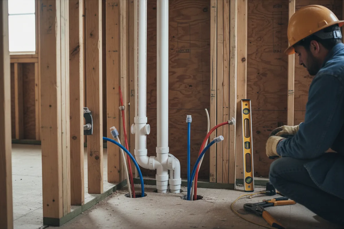 Drain and supply rough-in during Drain Cleaning in Scio